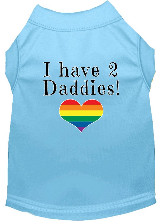 I have 2 Daddies Screen Print Dog Shirt Baby Blue Med